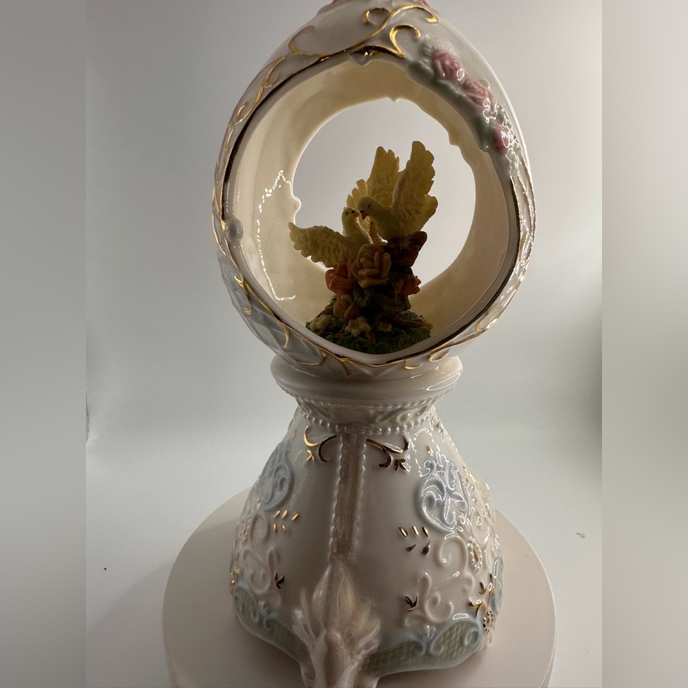 Vintage Ceramic Decorative Figurine with Dove & Floral Designs